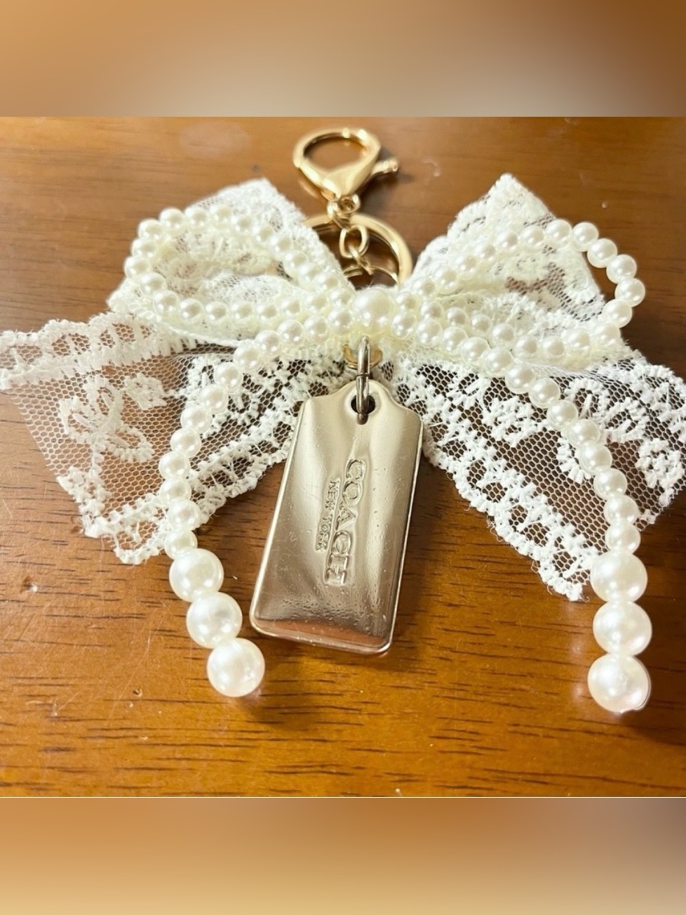Coach Gold Metal Hangtag on a Handmade Keychain